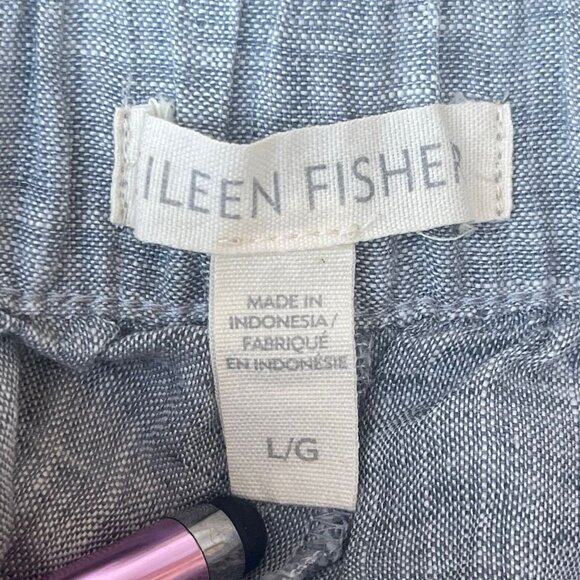 Eileen Fisher 100% Organic Linen Women's Size L Blue Pull On Ankle Pants - Picture 5 of 7